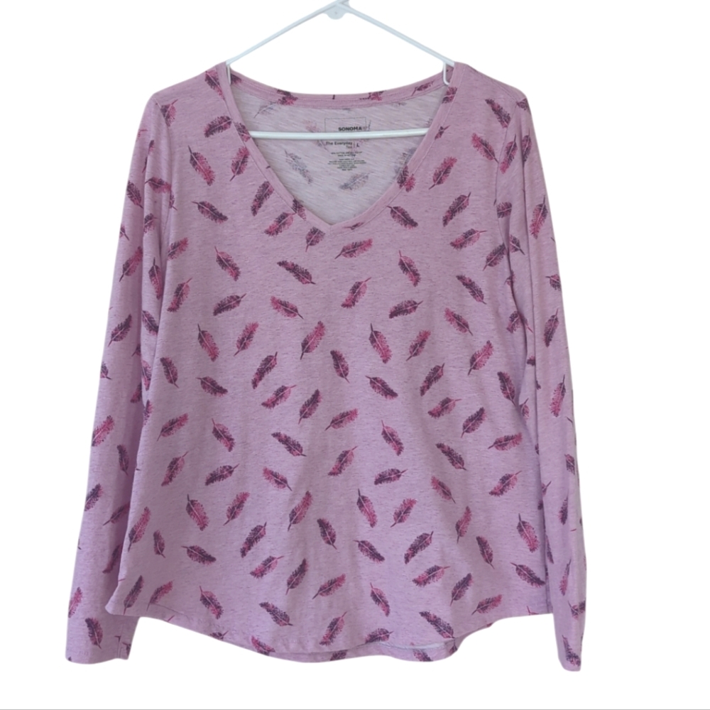 Sonoma Feather The Everyday Long Sleeve Tee Shirt LARGE Pink